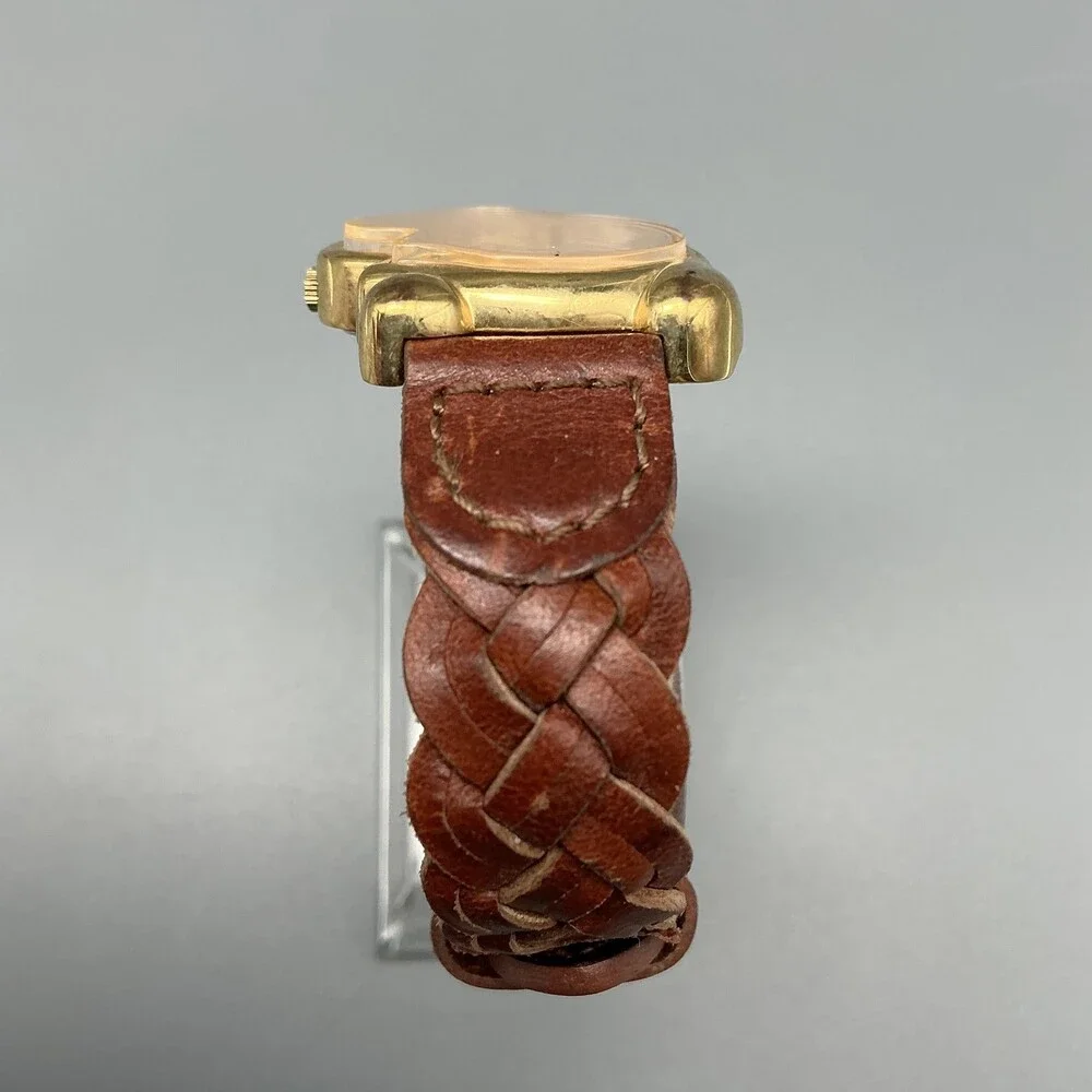 Vintage Timex Pooh Womens Watch 30mm Profile Gold Tone Leather New Battery